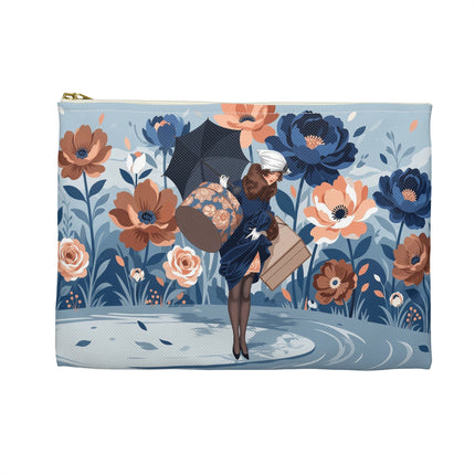 ☂️🌺 The Lady Of The Traveling Garden Accessory Pouch – Art Deco Floral Adventure