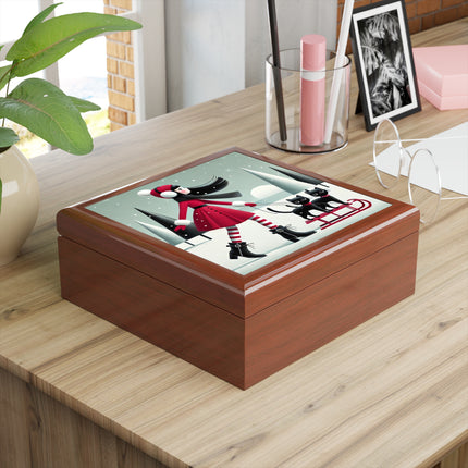 Red Sled & Curious Cats Jewelry Box