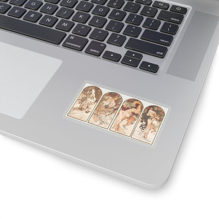 The Seasons by Alphonse Maria Mucha Kiss-Cut Stickers (4 Sizes)