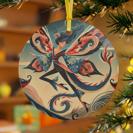 Dragon Fairy of the Temple Glass Ornament