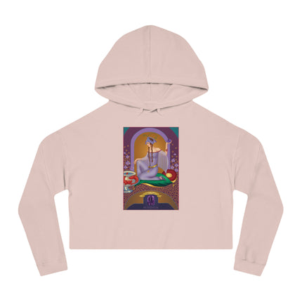 February & Amethyst (from the Gem Series) by Sofia Chiostri Women’s Cropped Hooded Sweatshirt