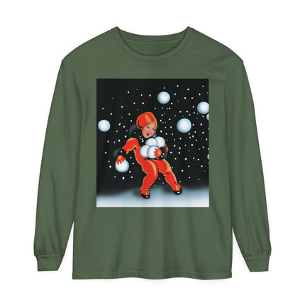 Festive Snowball Unisex Garment-dyed Long Sleeve T-Shirt