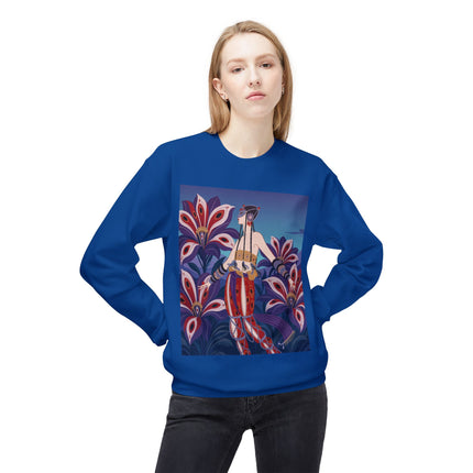 🎭🌺 The Enchanted Peacock Blossom Dancer Midweight Crewneck Sweatshirt – Art Deco Floral Fantasy