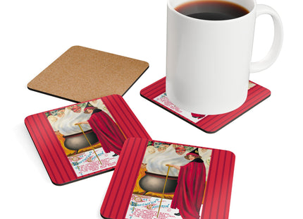 The Hallowe'en Cauldron In the Firelight's Gleam Corkwood Coaster Set