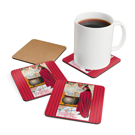The Hallowe'en Cauldron In the Firelight's Gleam Corkwood Coaster Set