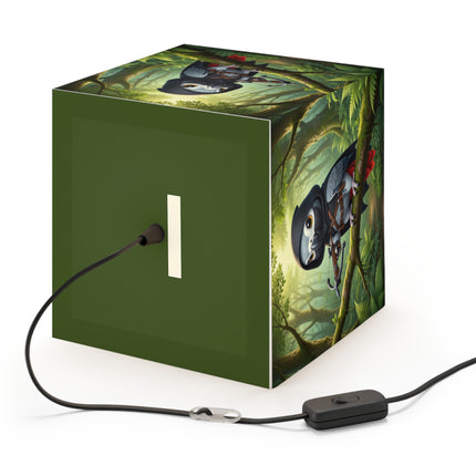 🪶🌲 The African Grey Sentinel Light Cube Lamp – Quiet Strength & Woodland Adventure
