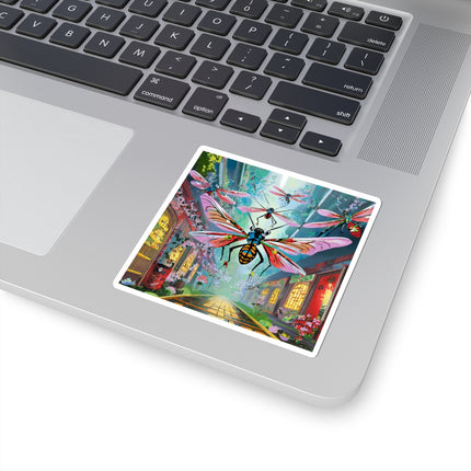 Neon Swarm Kiss-Cut Stickers (4 Sizes)