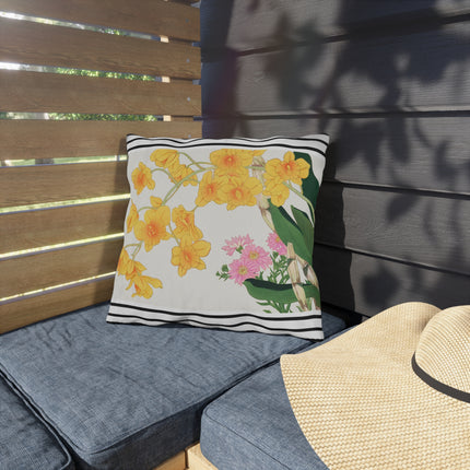 Golden Bow Orchid by Tanigami Kônan Outdoor Pillows