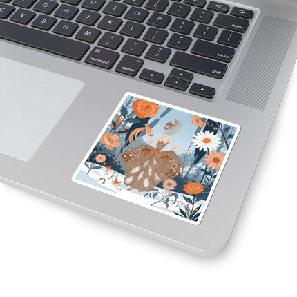 🦚❄️ The Lady Of The Winter Phoenix Garden Kiss-Cut Sticker – Art Deco Floral Fantasy