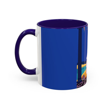The Moonlit Promenade Colorful Mug (11oz, 15oz) – Blush Elegance, Coastal Romance & Art Deco Style