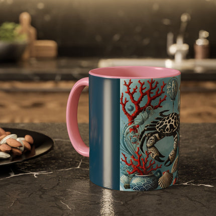 Spotted Crab & Pagoda Colorful Mug – Mystical Ocean & Asian Harmony