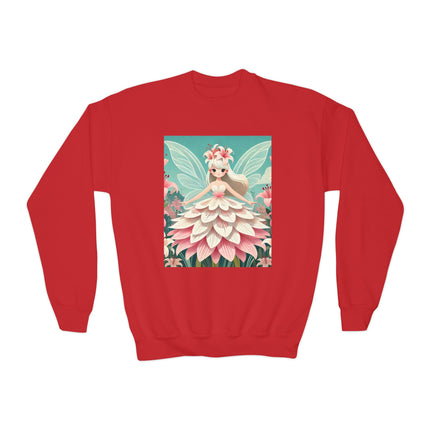 Lily Fairy in Bloom Youth Crewneck Sweatshirt – Grace, Renewal & Gentle Magic