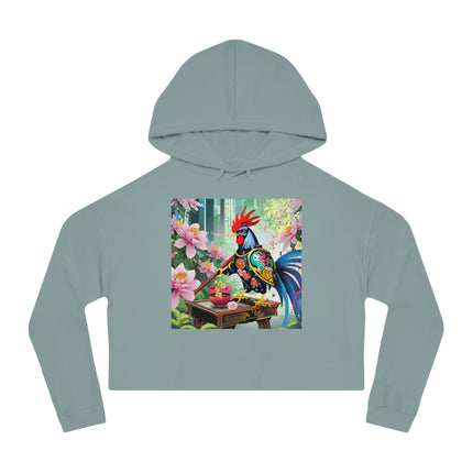 Cyberpunk Rooster Cropped Hooded Sweatshirt
