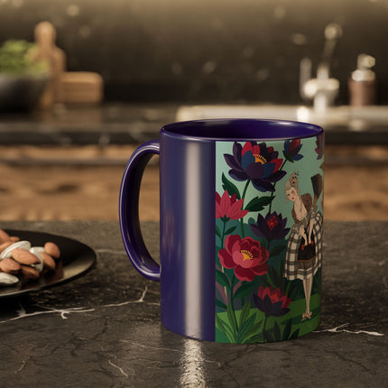The Lady Of The Lotus Garden Colorful Mugs – Art Deco Botanical Elegance