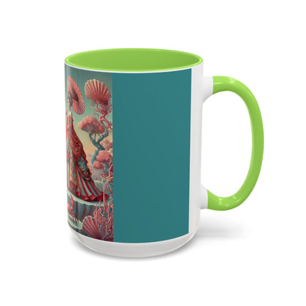 Cherry Blossom Courtesans & Crimson Crab Colorful Mug – Imperial Elegance & Playful Charm