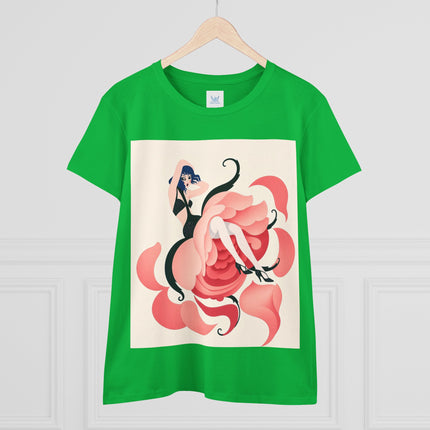 🌹🖤 The Lady Of The Blushing Rose Cotton Tee – Art Deco Fashion Illustration
