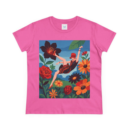 🌺✨ The Lady In The Fabulous Flowers Cotton Tee – Art Deco Floral Fantasy