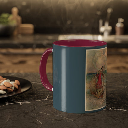 Rita Rides on the Dolphin by Warwick Goble Colorful Mugs, 11oz