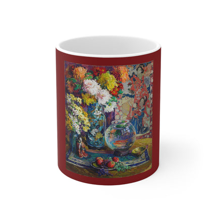Fish, Fruits, and Flowers by Kathryn E. Cherry Ceramic Mug 11oz