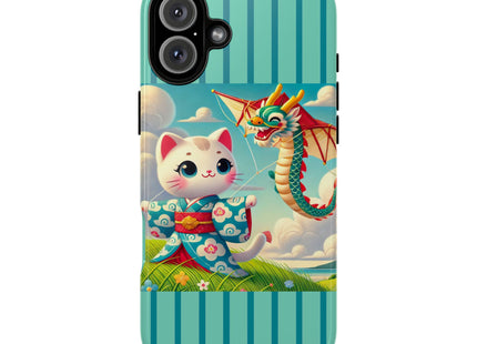 Geisha Kitten and the Dragon Kite Phone Cases