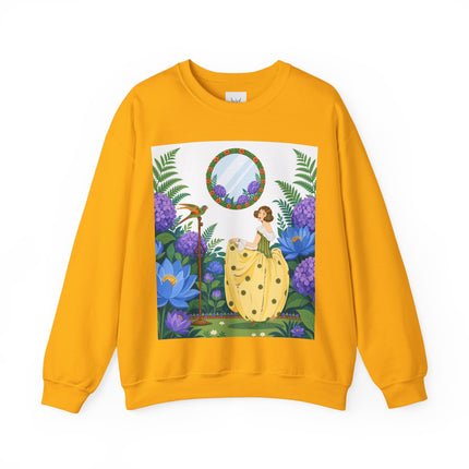 🦜🪷 The Parrot Garden Reflection Crewneck Sweatshirt – Art Deco Fashion Whimsy