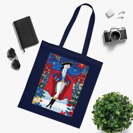 🎄🎭 The Christmas Masquerade Lady Cotton Tote Bag – Art Deco Holiday Glamour