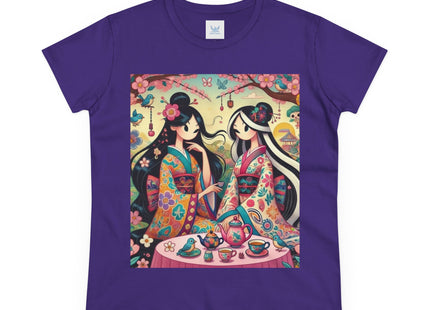 Fairies in Kimonos at Tea Among Blossoms Cotton Tee