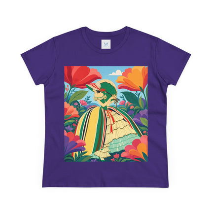 🌺🎀 The Girl In The Striped Garden Cotton Tee – Art Deco Floral Fashion