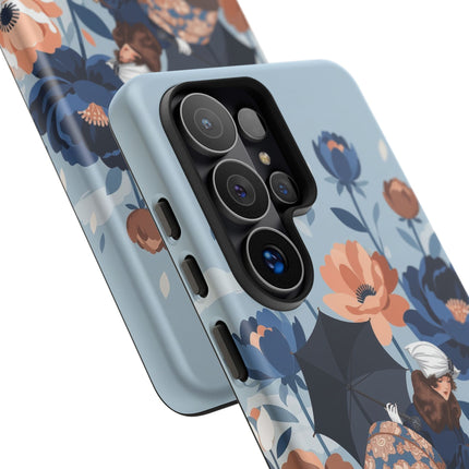 ☂️🌺 The Lady Of The Traveling Garden Phone Case – Art Deco Floral Adventure