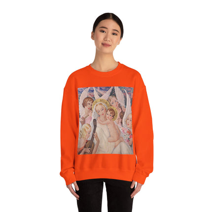 Madonna with Child Surrounded by Musical Angels by Gerda Wegener Heavy Blend™ Crewneck Sweatshirt