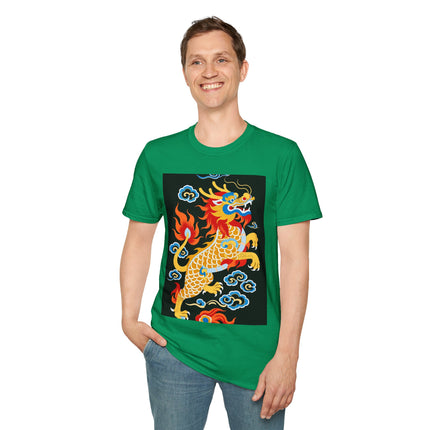 🐅🔥 The Golden Fire Tiger Softstyle T-Shirt – Celestial Flames & Eastern Fantasy