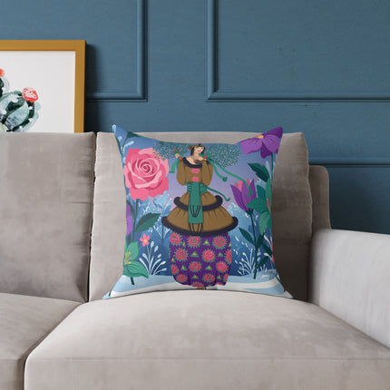 🌹❄️ The Holly Rose Of Winter Square Pillow – Art Deco Christmas Garden