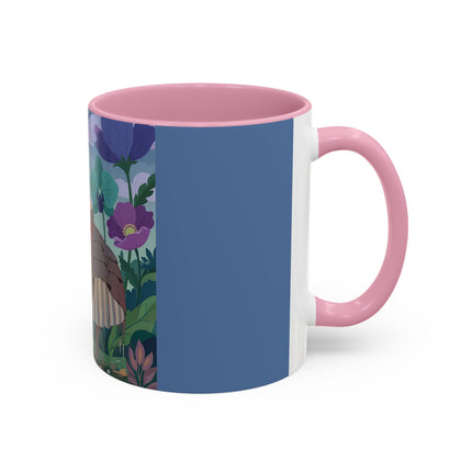 The Lady And The Enchanted Heron Colorful Mugs – Art Deco Botanical Elegance
