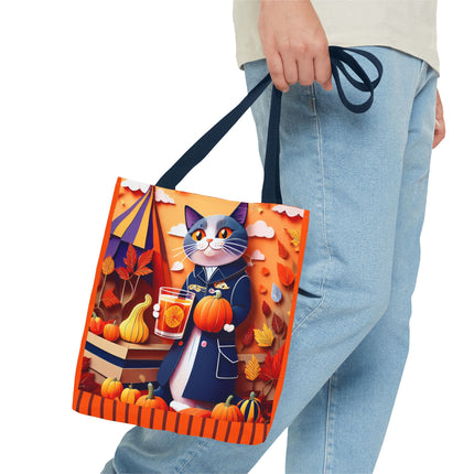 British Shorthair at an Autumn Market Tote Bag (AOP)