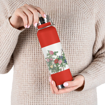 Peonies and Birds by Okamoto Shuki Copper Vacuum Insulated Bottle, 22oz