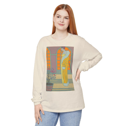 Sur Les Marches Du Jardin by Georges LePape Garment-dyed Long Sleeve T-Shirt