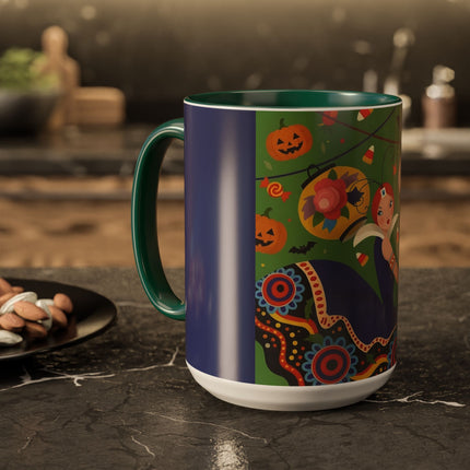 🏮🎃 The Lady Of Halloween Lanterns Colorful Mug – Colorful Art Deco Halloween Charm