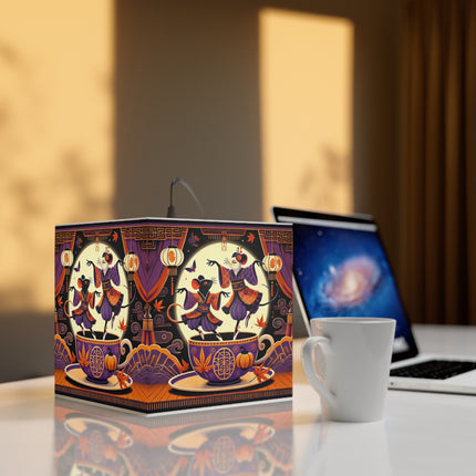 Theatrical Halloween Kabuki Mice on Teacup Light Cube Lamp