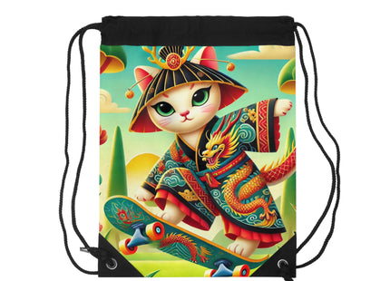 Dragon Dance on Wheels Drawstring Bag