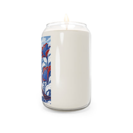 🌺💙 The Lady Of The Scarlet And Sapphire Garden Scented Soy Candle – Art Deco Floral Elegance