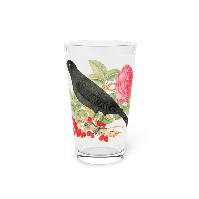 Blackbird with Roses Glass, 16oz