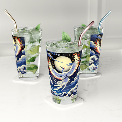 Majestic White Crane Glass, 16oz