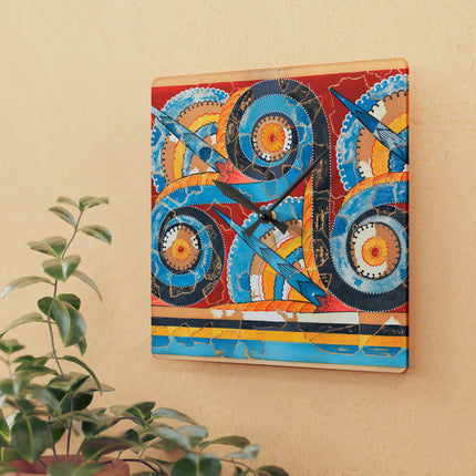 Reproduction of S-Spiral Frieze by Emile Gilliéron Acrylic Wall Clock, Round and Square