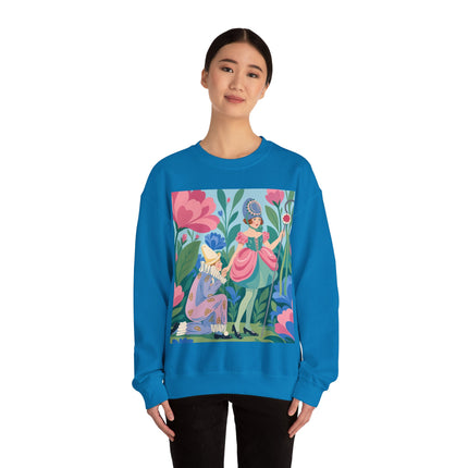 🌸🎭 The Garden Masquerade Crewneck Sweatshirt – Art Deco Floral Whimsy