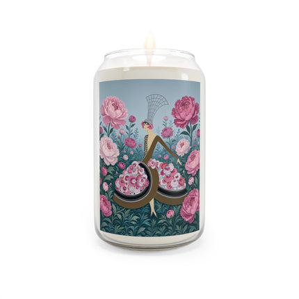 🌸👒 The Lady Of The Pink Peony Garden Scented Soy Candle – Art Deco Floral Elegance