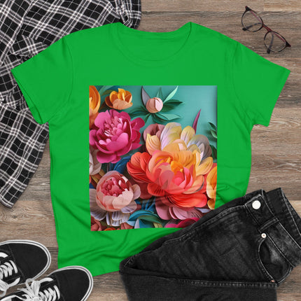 Peonies in Full Bloom Women's Midweight Cotton Tee