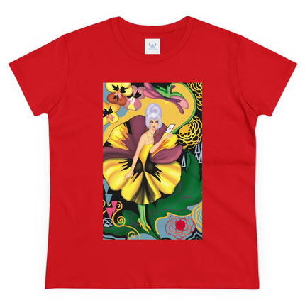 Women's Enchanted Pansy Print Midweight Cotton Tee