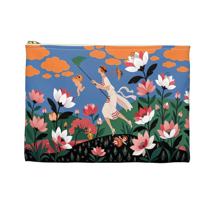 🪁🌺 The Lady Of The Flying Garden Accessory Pouch – Art Deco Floral Fantasy