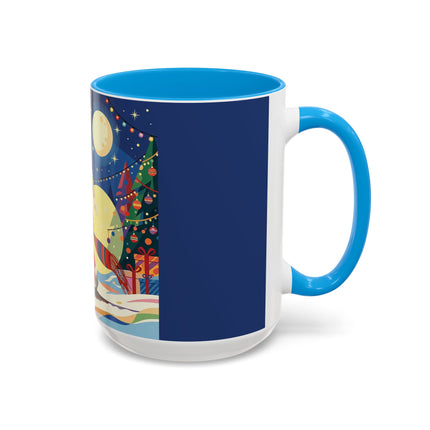 🌙🎿 The Moonlit Christmas Skier Colorful Mug – Whimsical Holiday Fantasy