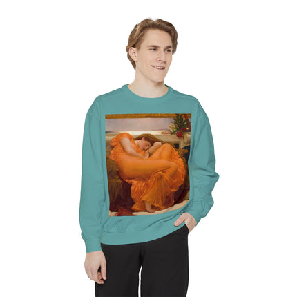 Flaming June by Frederic Leighton Unisex Garment-Dyed Sweatshirt